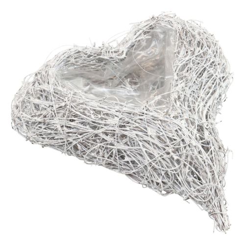 Floristik24 Miska na rostliny srdce z vinné révy srdíčko bílá přírodní 16×19cm×5,5cm
