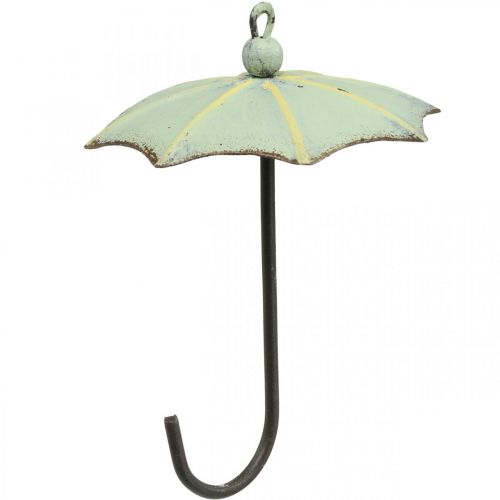 položky Deštníky na zavěšení, jarní dekorace, deštník, kovová dekorace růžová, zelená V12,5cm Ø9cm 4ks