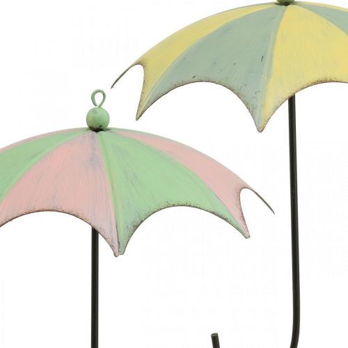položky Kovové deštníky, pružinové, závěsné deštníky, podzimní dekorace růžová/zelená, modrá/žlutá V29,5cm Ø24,5cm sada 2 ks
