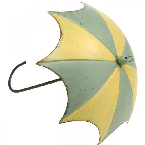 Floristik24 Kovové deštníky, pružinové, závěsné deštníky, podzimní dekorace růžová/zelená, modrá/žlutá V29,5cm Ø24,5cm sada 2 ks