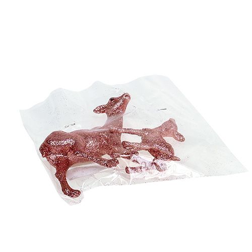 Floristik24 Jelen s plavou 10cm růžová se slídou