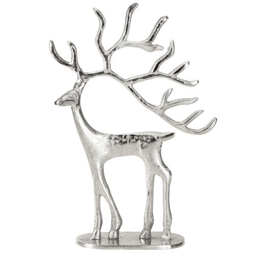 položky Dekorace soba, figurka jelena, kovová stříbrná, výška 31 cm
