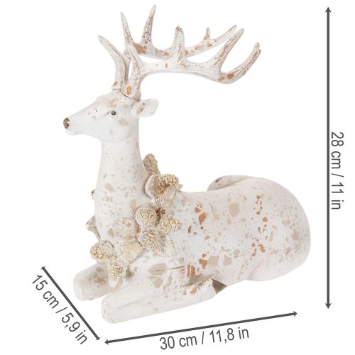 Dekorativní figurka sedícího jelena s parohy, 30 cm | Floristik24.cz