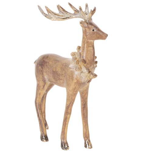 Dekorativní figurka jelena s parožím, na postavení, vánoční dekorace, 28 cm