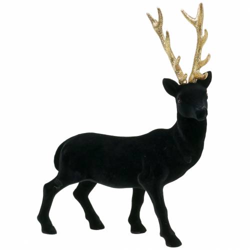 položky Deko jelen hejnový černý, zlatý 40cm