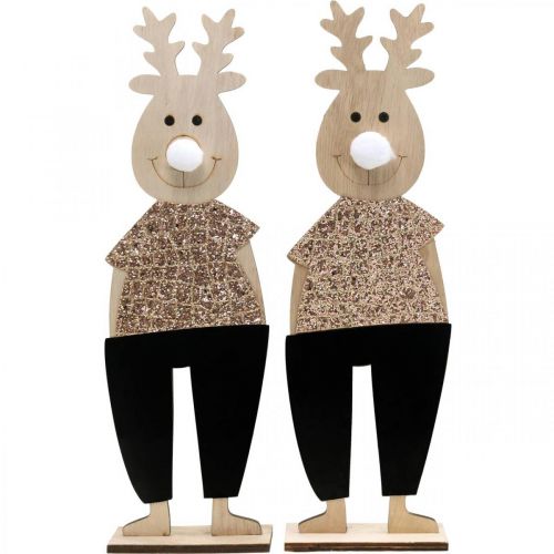 položky Dřevěná ozdobná figurka soba vánoční 12×6,5cm H45cm 2ks