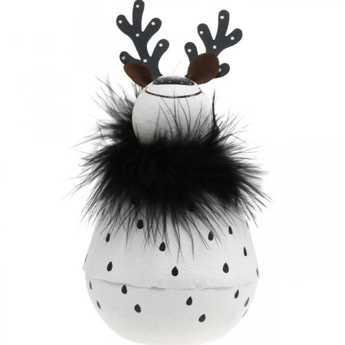 položky Dekorativní sob, vánoční dekorace, ozdobná figurka z kovu, adventní bílá, černá V15,5cm Ø8cm