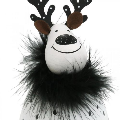 položky Dekorativní sob, vánoční dekorace, ozdobná figurka z kovu, adventní bílá, černá V15,5cm Ø8cm