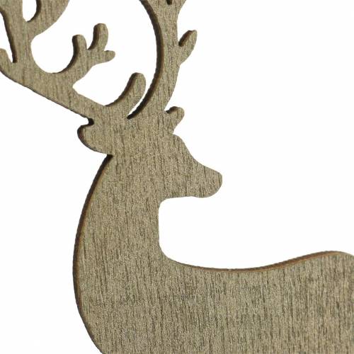 položky Deco plug jelení zlatá, hnědá, zelená assort 8cm 18ks