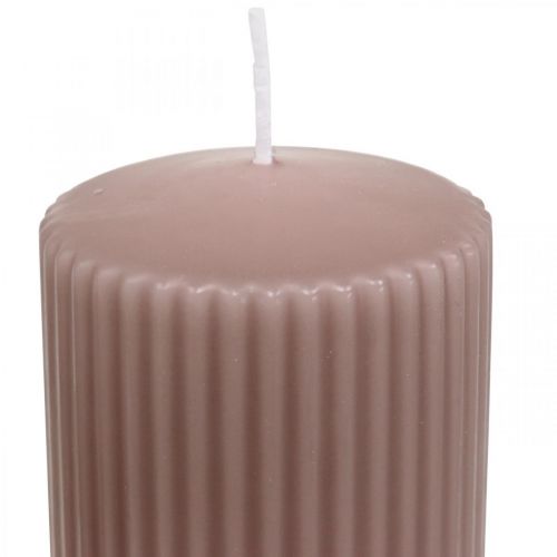 položky Sloupové svíčky starožitná růžová drážkovaná svíčka 70/90mm 4ks