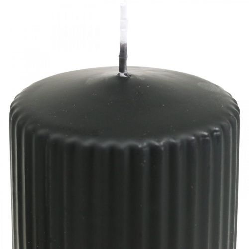Pilířové svíčky černá drážkovaná svíčka 70/130mm 4ks