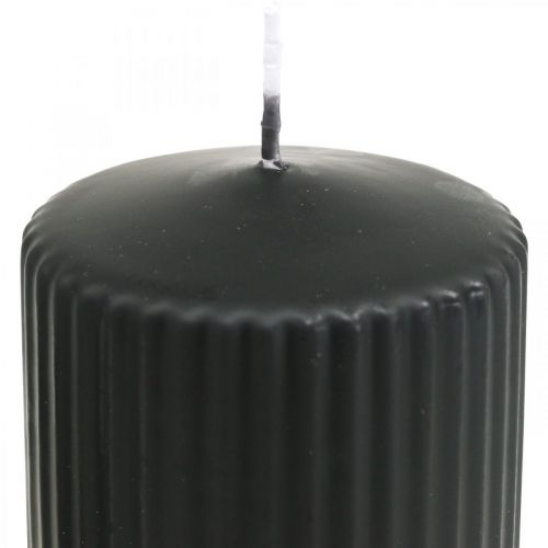 položky Pilířové svíčky černá drážkovaná svíčka 70/130mm 4 ks
