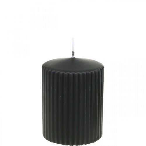 Pilířové svíčky černá drážkovaná svíčka 70/90mm 4ks