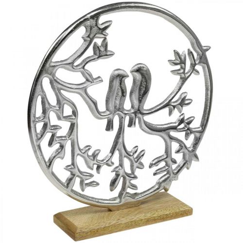 Stolní dekorace pružina, ozdobný prsten ptačí deco stříbro V37,5cm