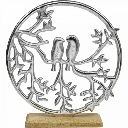 Stolní dekorace pružina, ozdobný prsten ptačí deco stříbro V37,5cm
