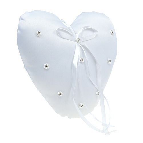 Floristik24 Prstenový polštář ve tvaru srdce 18cm bílý