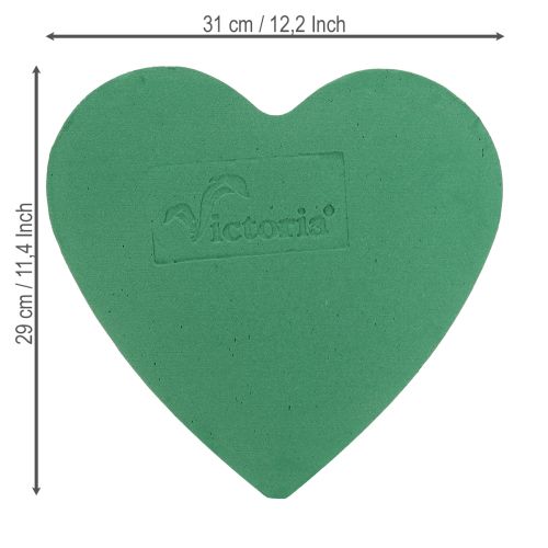 položky Romantické květinové srdce z pěny 30cm, květinová pěna, zelená, 2 kusy