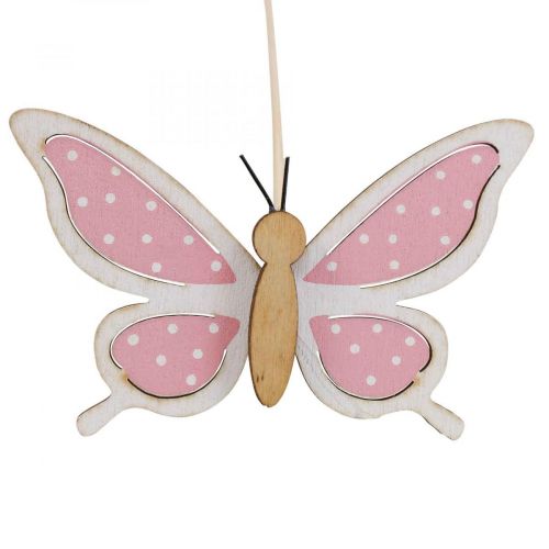 Růžové motýlkové dekorační tyčinky dřevěné 7,5cm 28cm 12ks