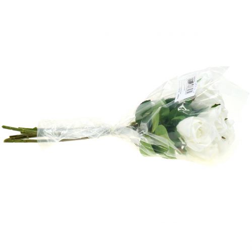 Floristik24 Růže bílá 44cm na ozdobu 6ks