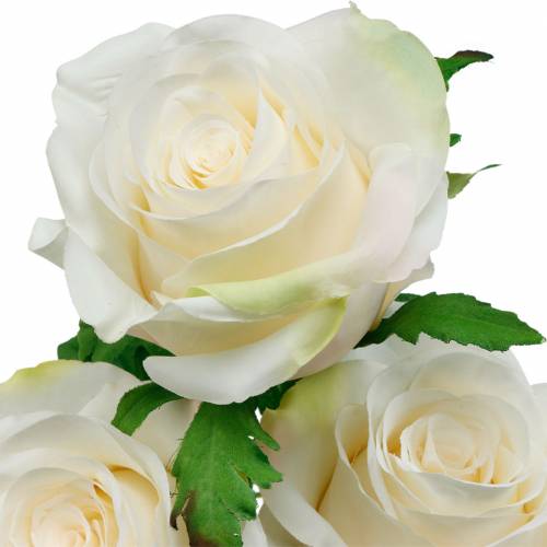 položky Bílá růže na stonku Hedvábný květ umělá růže 3ks