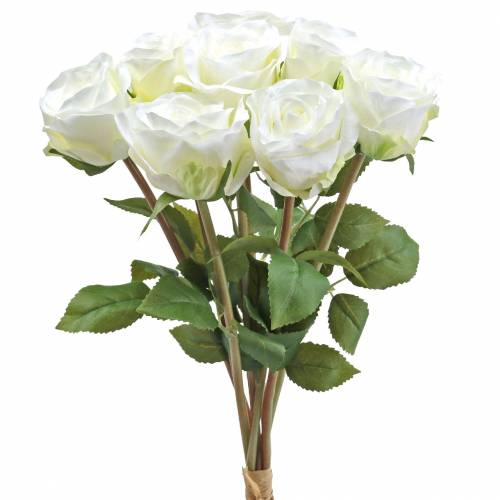 Floristik24 Ozdobné květy z růžového hedvábí ve svazku krémové 36cm 8ks