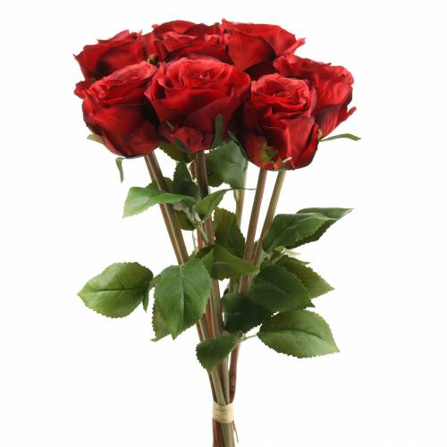 položky Růže v trsu umělá červená 36cm 8ks