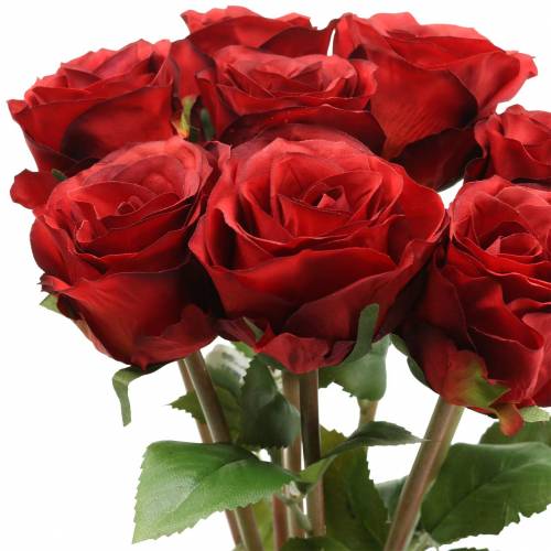 položky Růže v trsu umělá červená 36cm 8ks