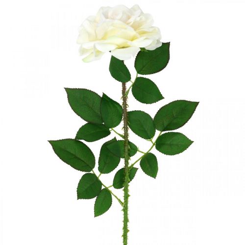 Hedvábný květ, růže na stonku, umělá rostlina krémově bílá, růžová L72cm Ø13cm