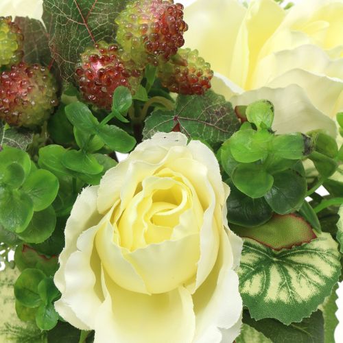 Floristik24 Kytice růží / hortenzií bílá s bobulemi 31cm