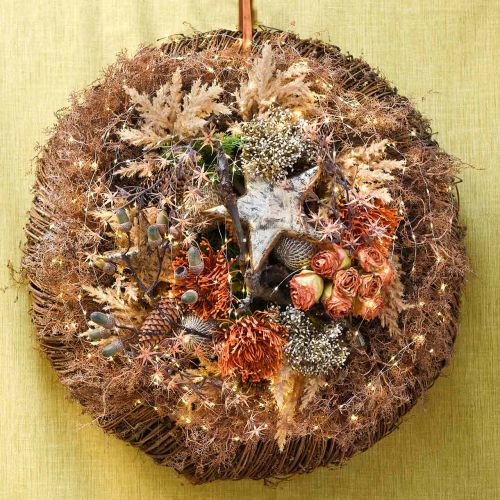 Floristik24 Hrozen růží, hedvábné květy, umělé růže oranžové, starožitný vzhled L23cm 8 ks