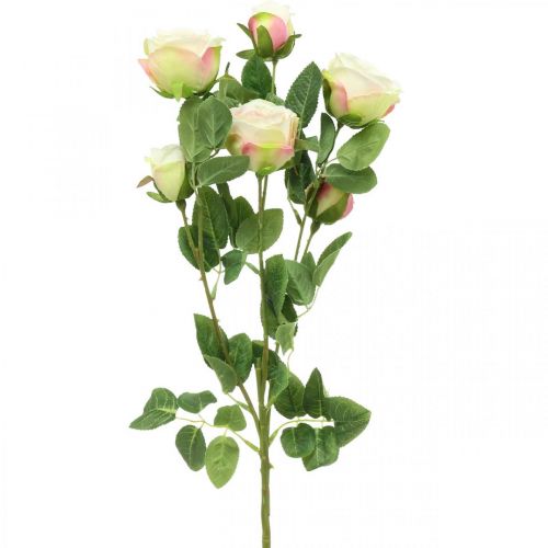 Větev růže, hedvábné růže, umělá větev růžová, krémová L66cm Ø3/5cm