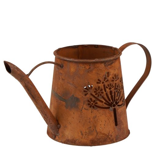Floristik24 Rezavá dekorativní konev kovová pampeliška patina 25×12×12cm