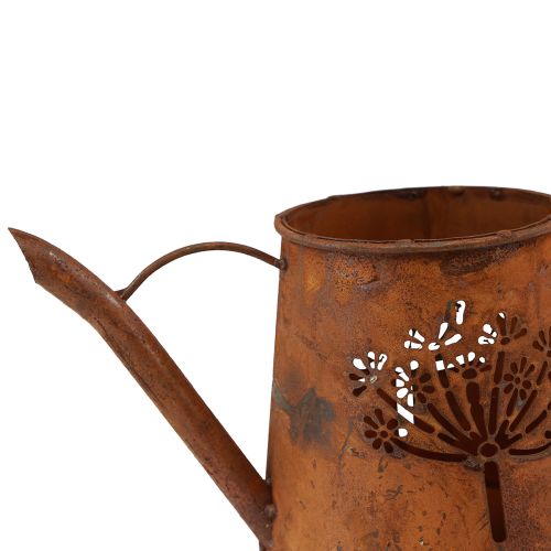 Floristik24 Rezavá dekorativní konev kovová pampeliška patina 25×12×12cm