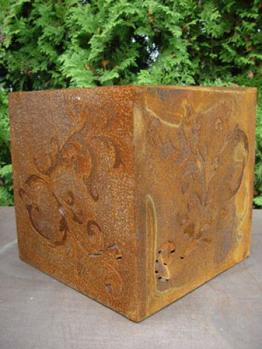 Floristik24 Barokní kostka z rezavého kovu, 33 cm x 33 cm