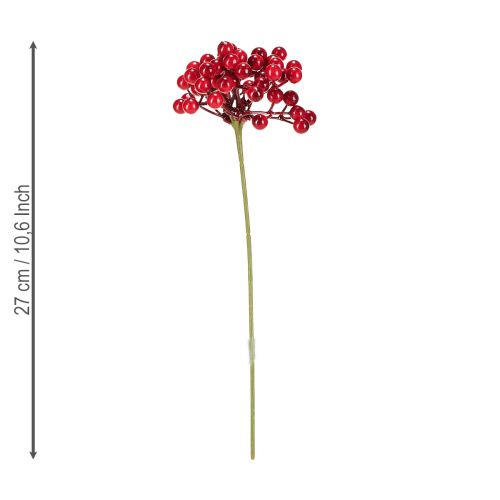 položky Vánoční dekorace s červenými bobulemi, kytice 27 cm, 3 ks