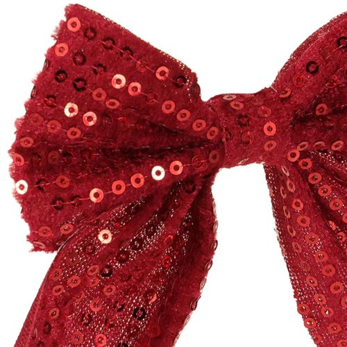položky Červené sametové mašle s flitry 12cm 4ks