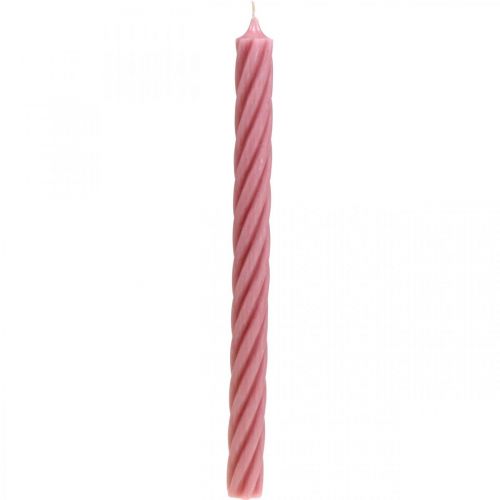 Floristik24 Rustikální svíčky, jednobarevné růžové 350/28mm 4ks