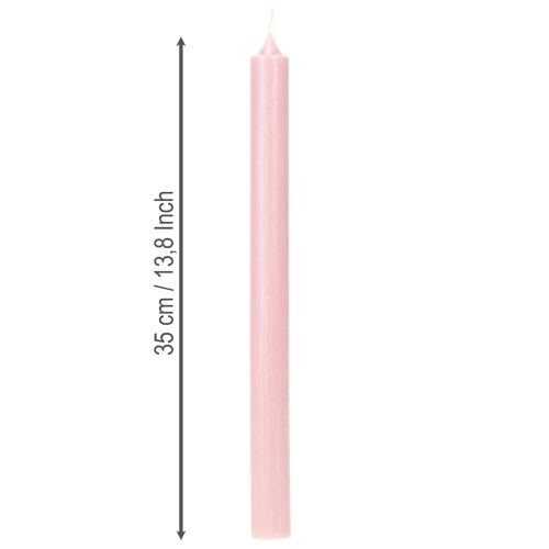 Rustikální svíčky Kuželové svíčky Jednobarevné růžové 350/28mm 4 ks | Floristik24.cz