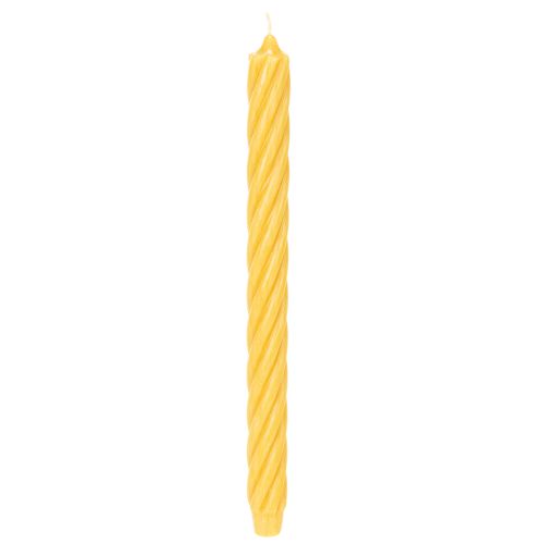 Rustikální svíčky Twist, vysoké kuželové svíčky, jednolitá žlutá, 350/28 mm, 4 kusy nakoupit | Floristik24.cz
