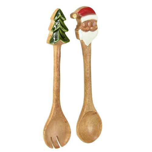 Dřevěné příbory na salát, vánoční, 28 cm, sada 2 kusů