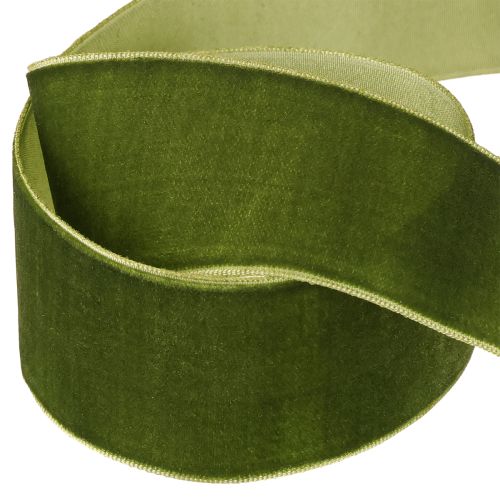 položky Sametová stuha, dekorativní stuha, látková stuha, sametová tmavě zelená 40mm 8m