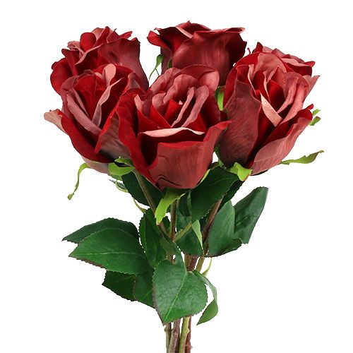 Floristik24 Sametově růže červená Ø8cm L45cm 6ks