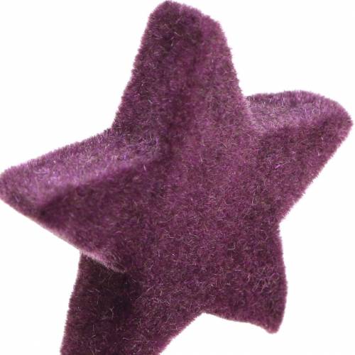 položky Bodová dekorace hvězdičky vločkované sametové hvězdičky fialová bobule 4/5cm 40 ks