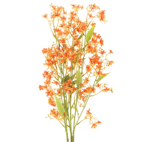 Umělá květina orchidejová větvička oranžová filigránová dekorace do pokoje 110 cm 3 ks