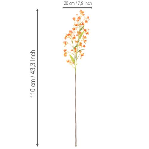 Umělá květina orchidejová větvička oranžová filigránová dekorace do pokoje 110 cm 3 ks | Floristik24.cz