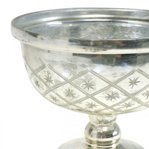 Floristik24 Skleněná mísa s nožičkami shabby chic skleněná dekorace šampaňské Ø17cm H13cm