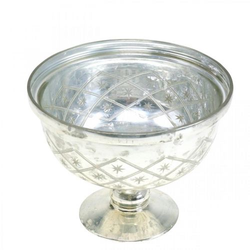 Floristik24 Skleněná mísa s nožičkami shabby chic skleněná dekorace šampaňské Ø17cm H13cm