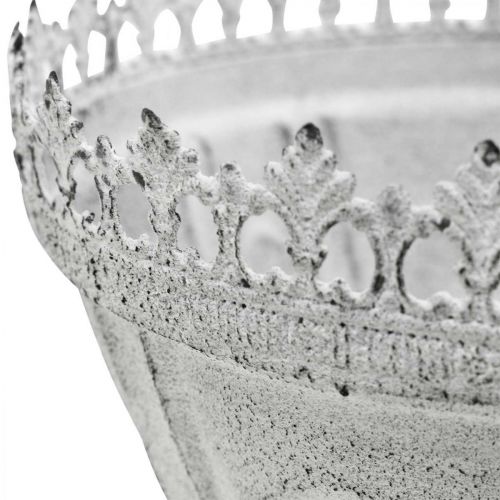 Floristik24 Dekorativní trofejní kovová dekorativní mísa bílá s okrajem korunky V15cm