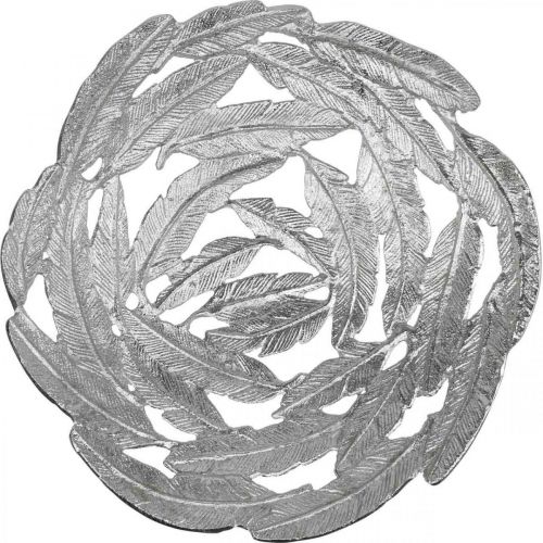 položky Dekorativní miska stříbrná kovová miska peříčka Ø37cm V9cm