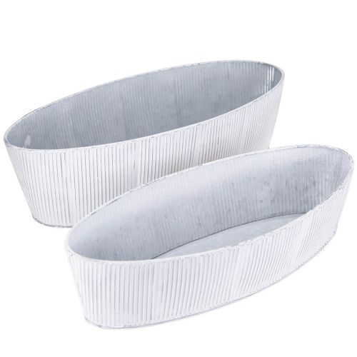 položky Oválná kovová miska v bílé stříbrné 32,5cm/37cm sada 2 ks